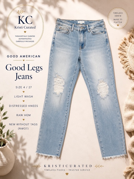 Good American Pants - Good American Good Legs Distressed Skinny Jeans Light Wash 4/27 NWOT